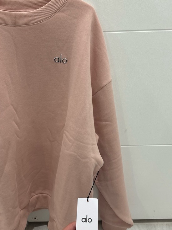 ALO Yoga Sweaters - ALO Yoga Pink Crewneck Sweatshirt with Silver Logo